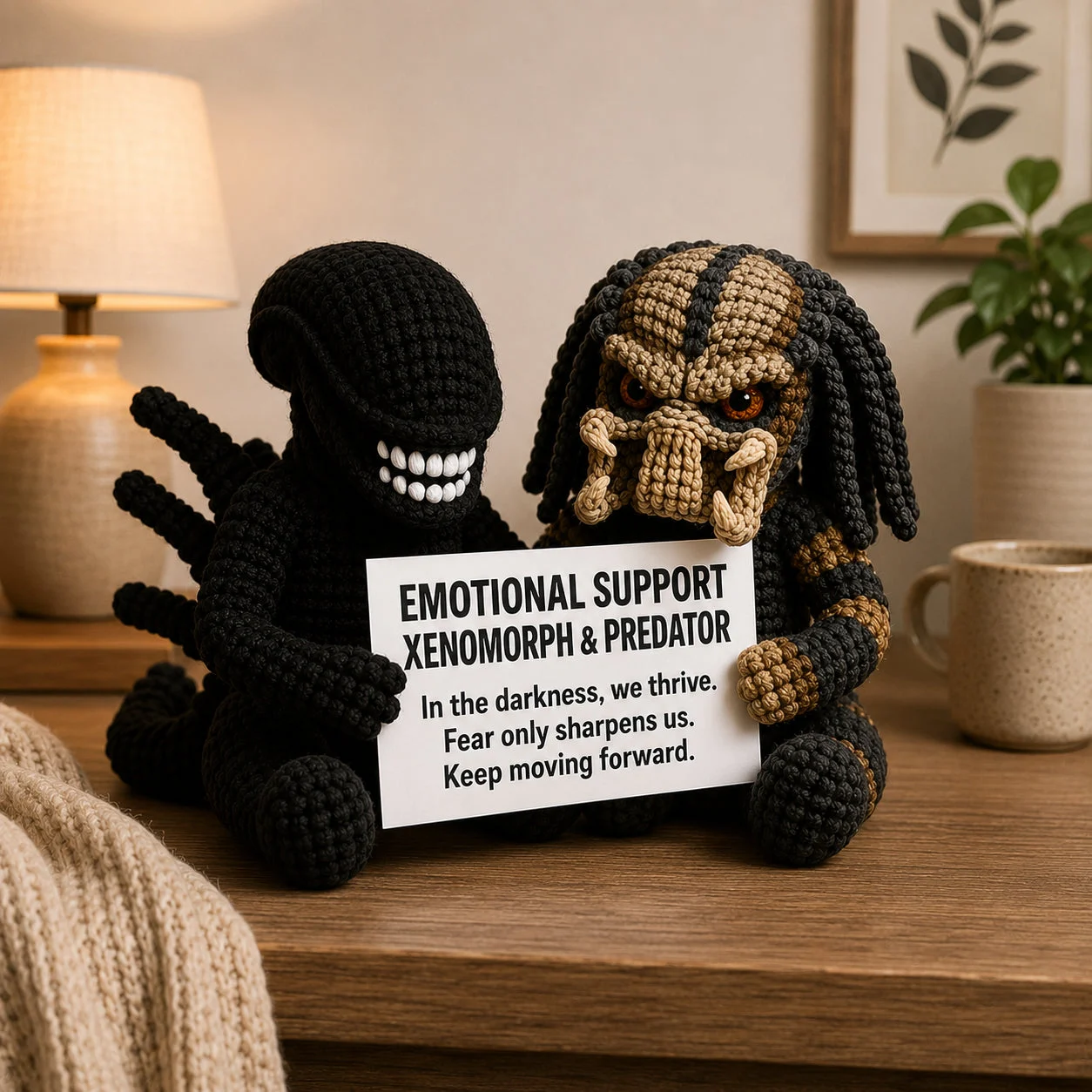 Emotional Support Xenomorph & Predator – Handmade Crochet Duo – view 2
