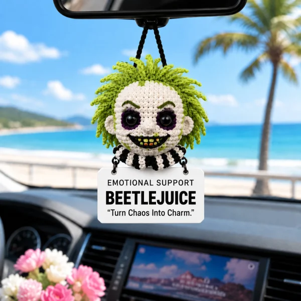 Emotional Support Beetlejuice – Crochet Car Hanging 11