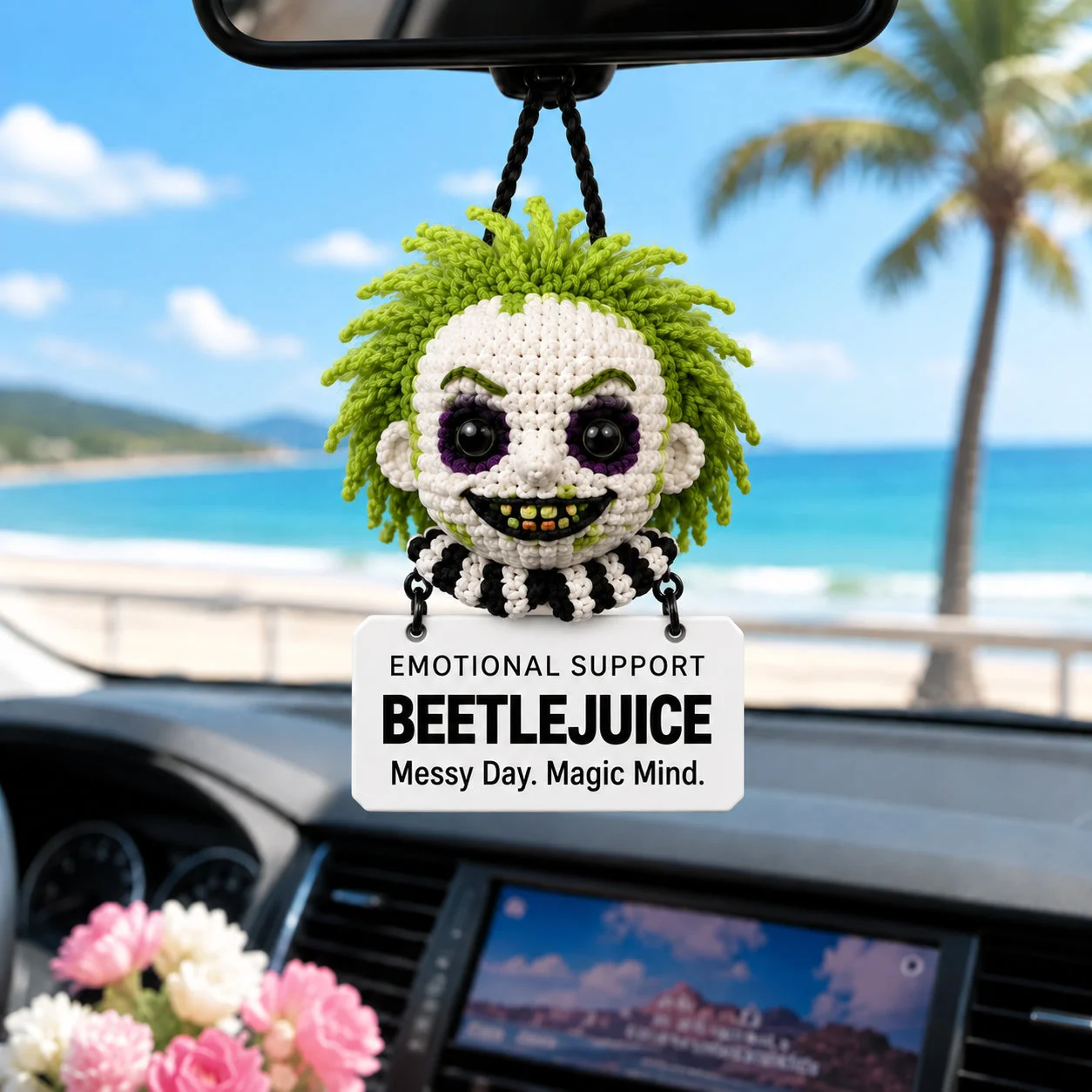 Emotional Support Beetlejuice – Crochet Car Hanging – view 2