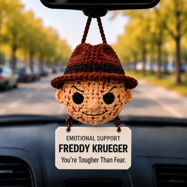 Emotional Support Freddy Krueger – Crochet Car Hanging 6