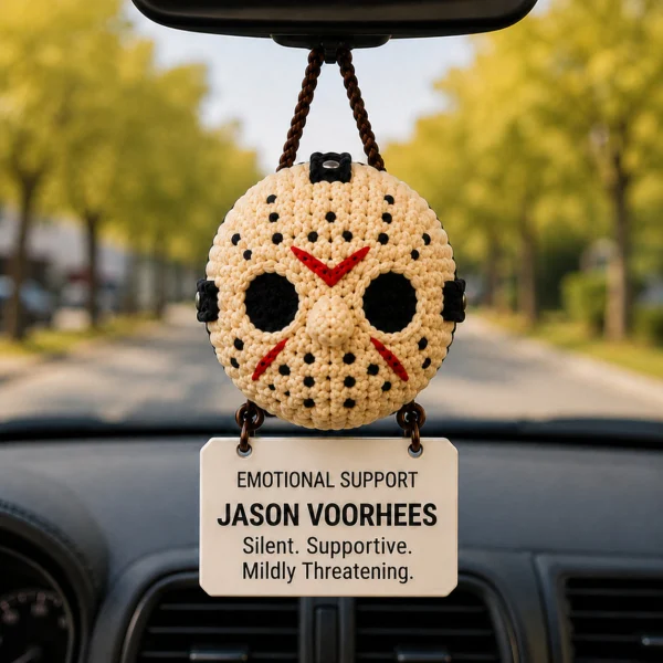 Emotional Support Jason Voorhees – Crochet Car Hanging 7