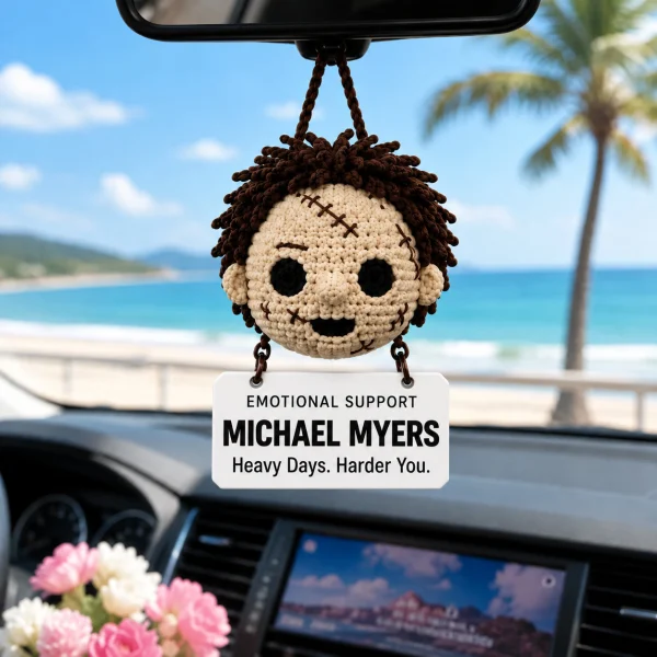 Emotional Support Leatherface – Crochet Car Hanging 5