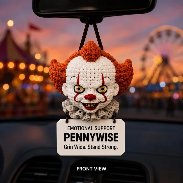 Emotional Support Pennywise – Crochet Car Hanging 12