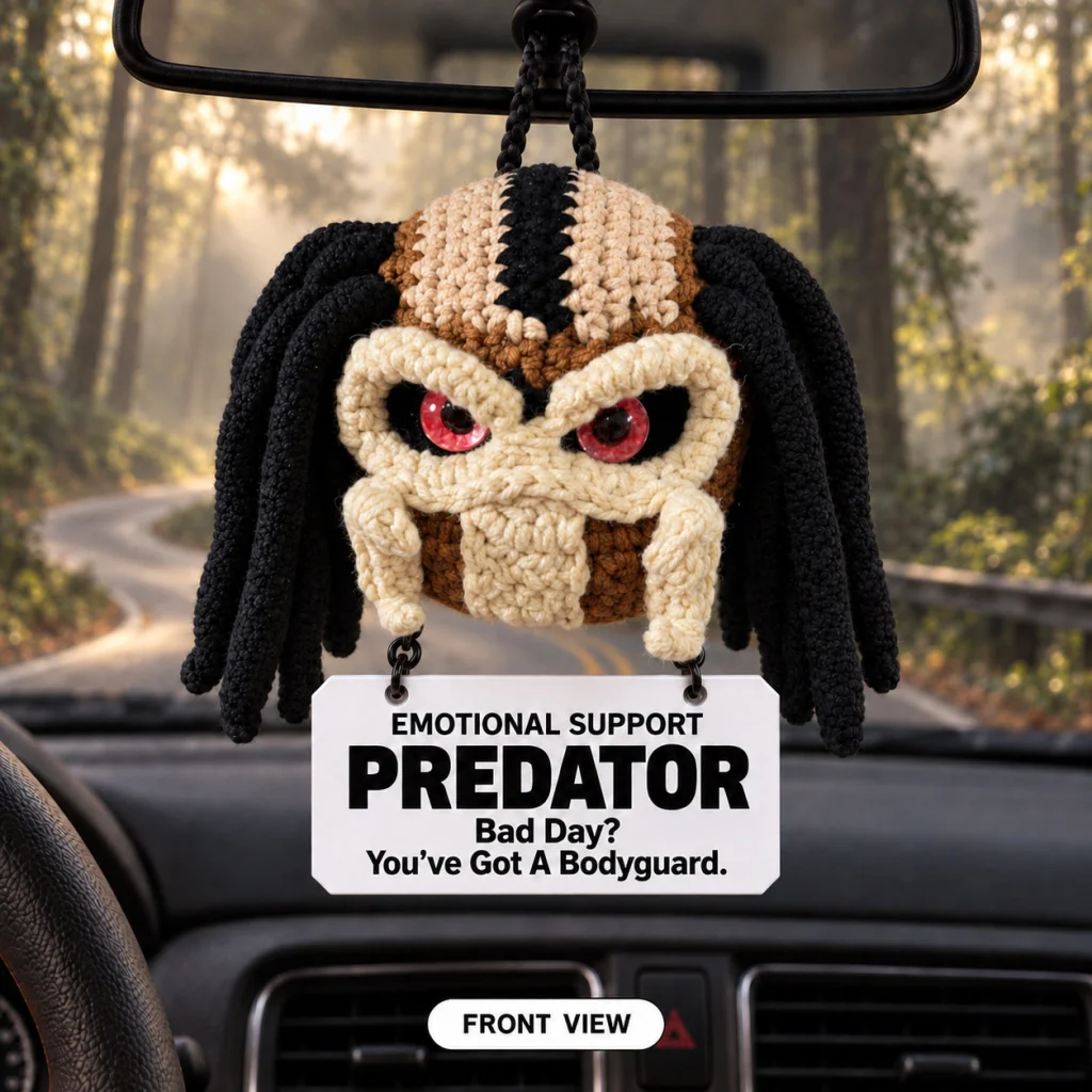 Emotional Support Predator – Crochet Car Hanging
