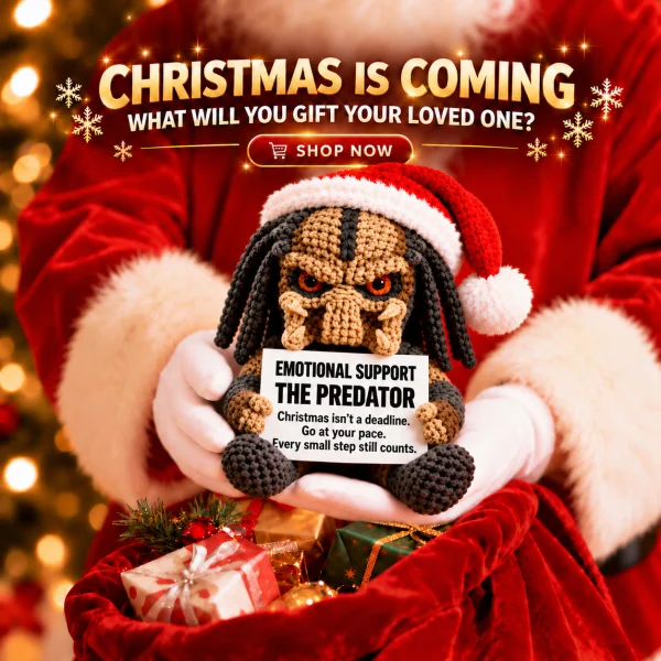 Emotional Support Predator Xmas – Handmade Crochet Doll 2