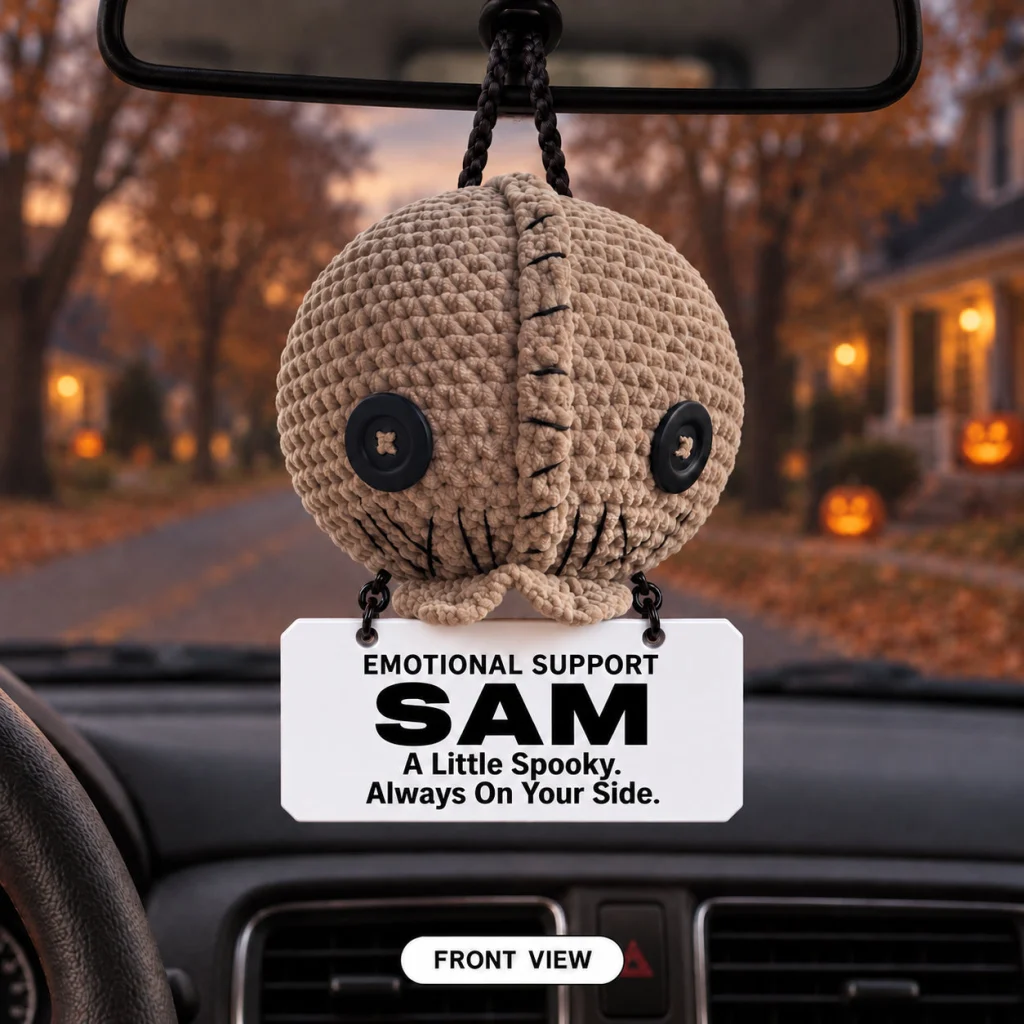 Emotional Support Sam – Crochet Car Hanging