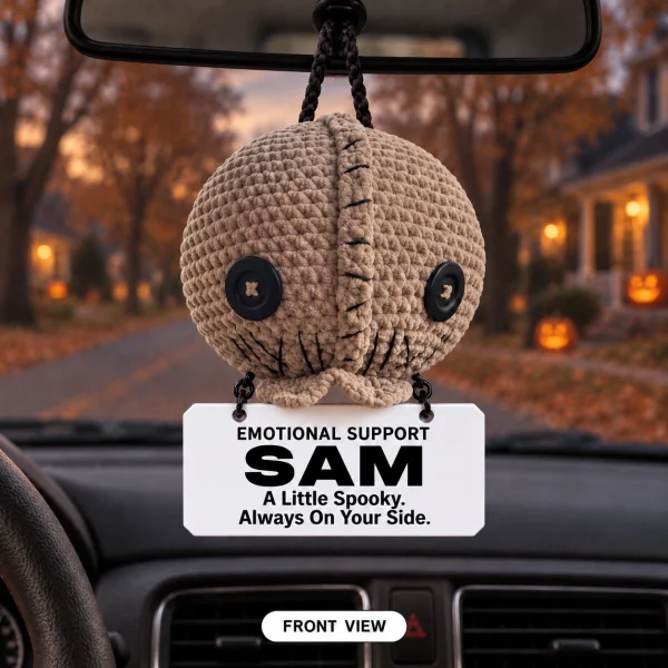 Emotional Support Sam – Crochet Car Hanging 14