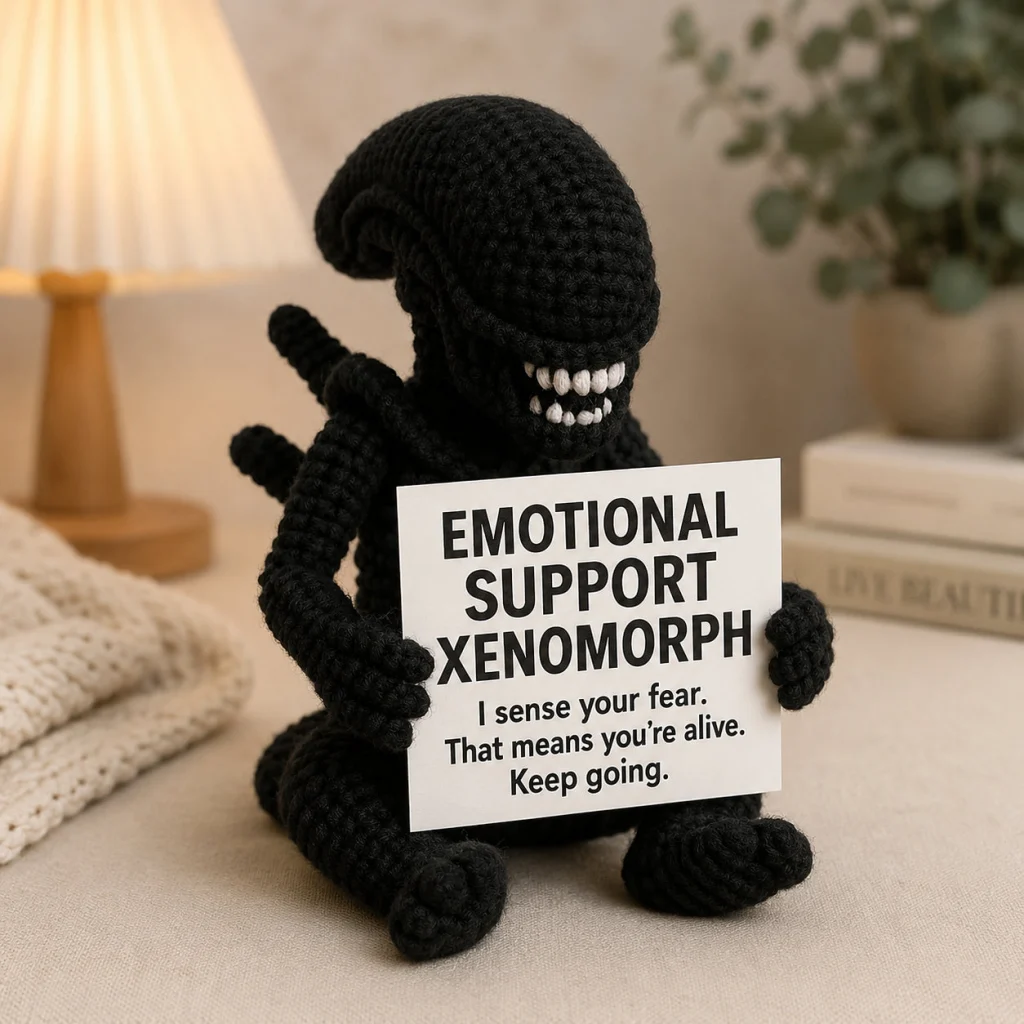 Emotional Support Xenomorph Classic – Handmade Crochet Doll