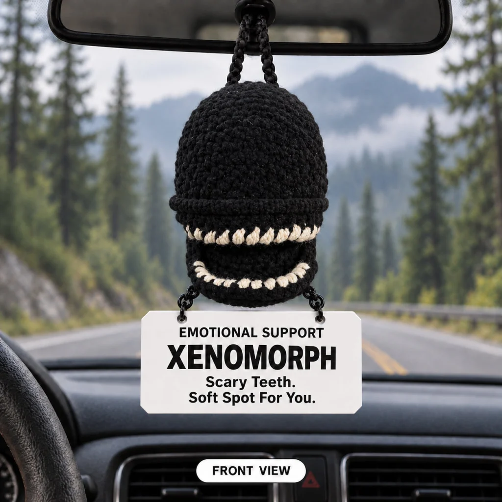 Emotional Support Xenomorph – Crochet Car Hanging