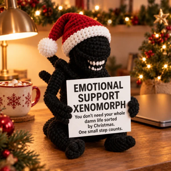 Emotional Support Xenomorph Xmas – Handmade Crochet Doll 1